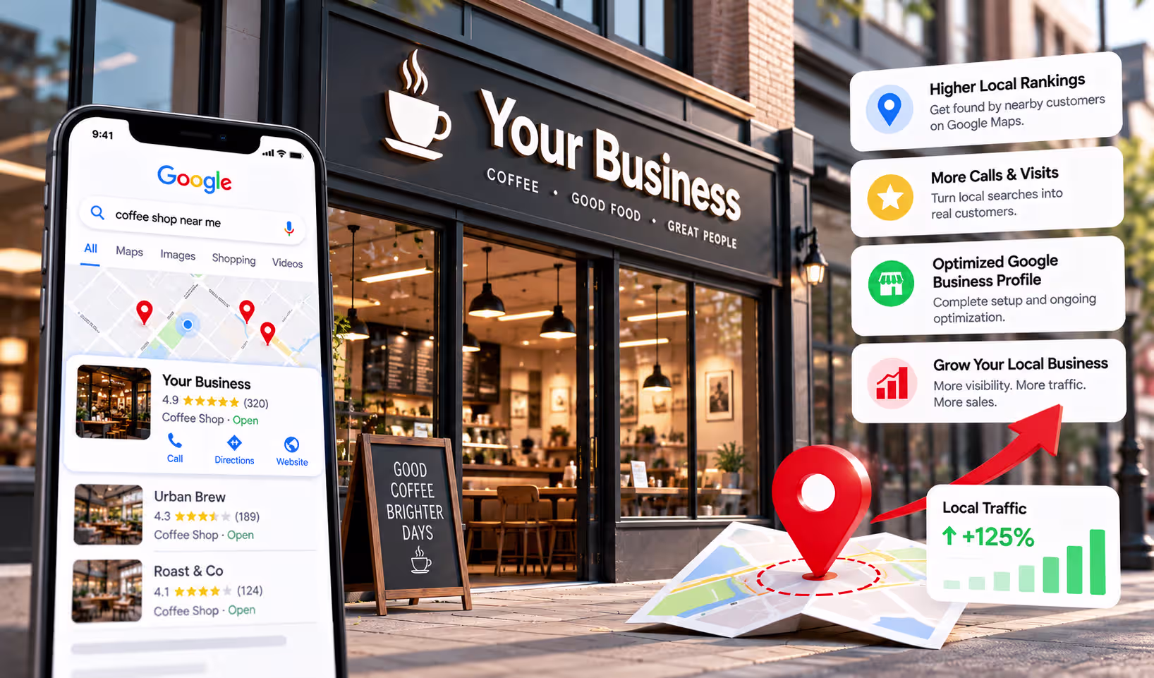 Google Business Profile optimization and local search visibility for service area businesses